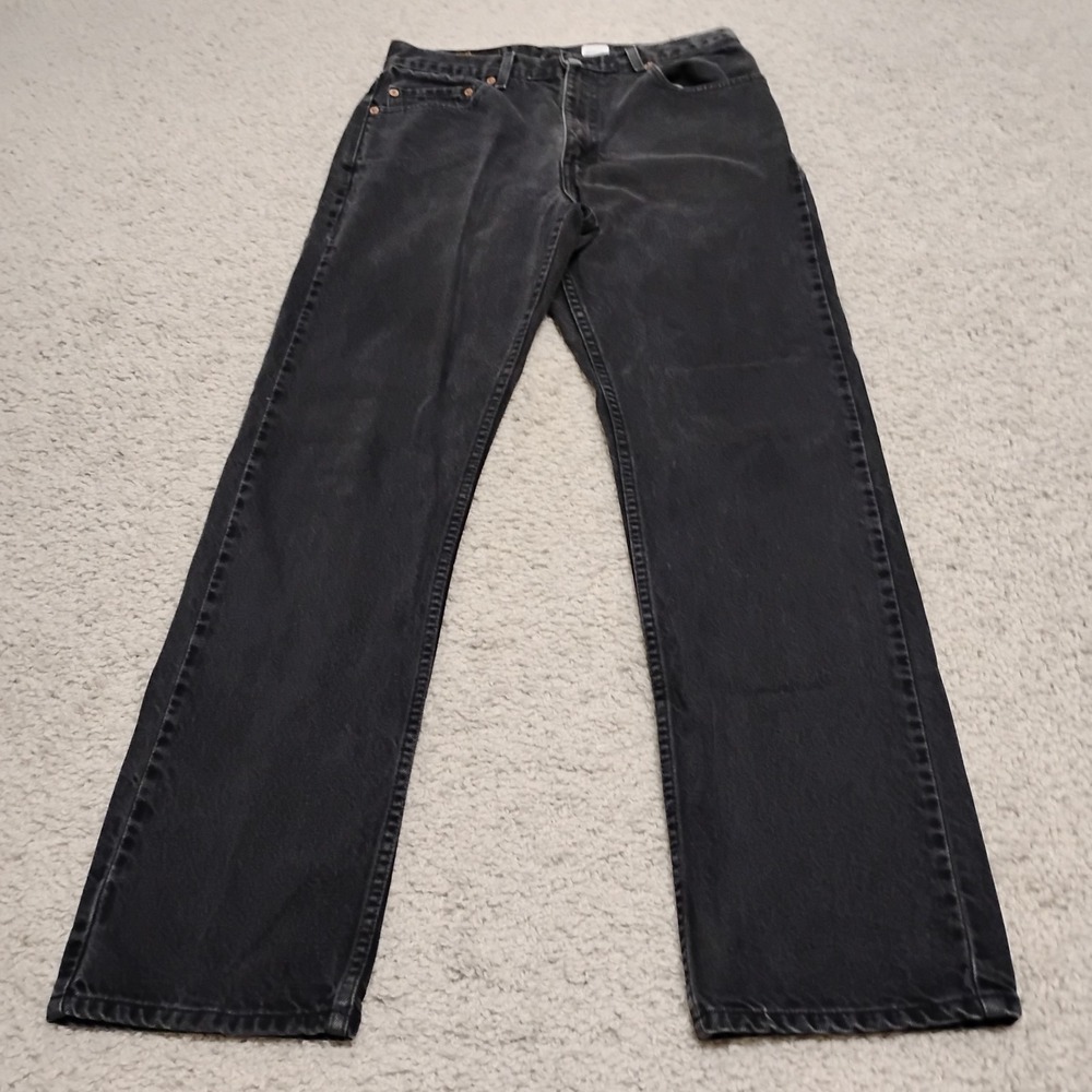 Vtg Levi's 505 Jeans Mens 33x32 Black Regular Straight Y2K Batwing Grunge 00s